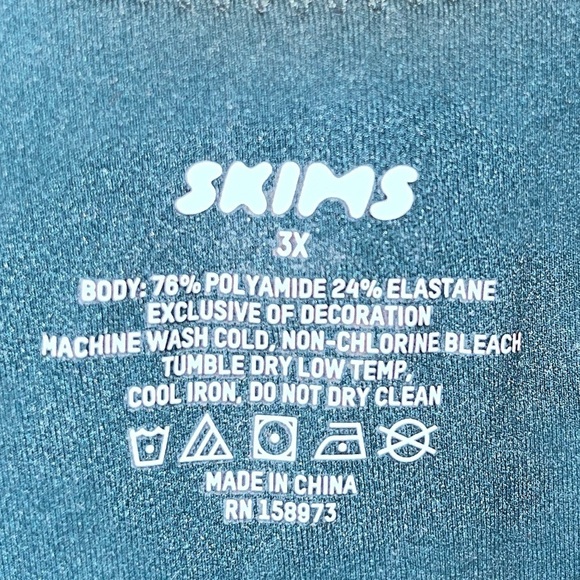 SKIMS fits everybody square neck bodysuit sleeveless like new htf color teal 3X - Picture 6 of 7